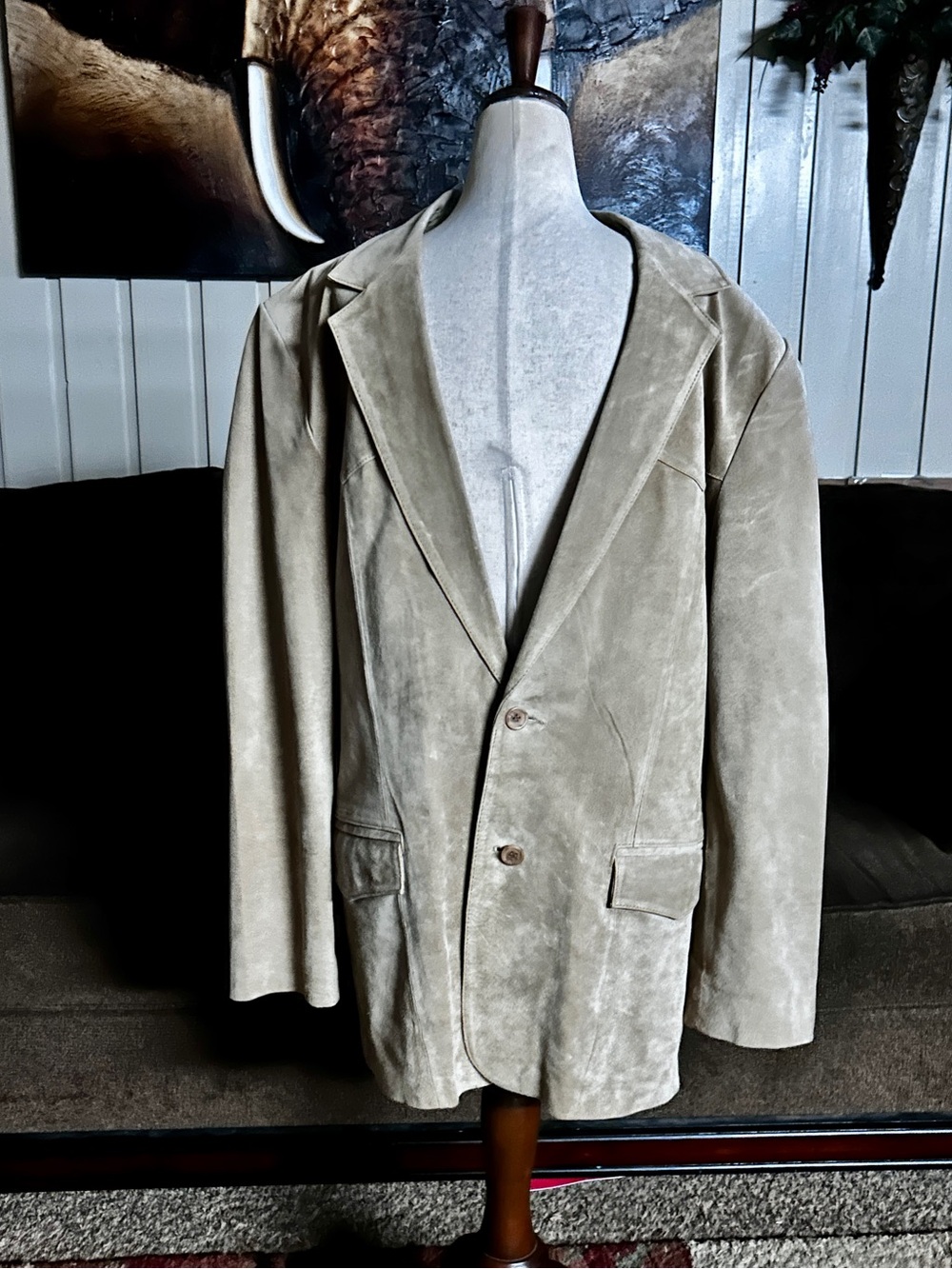 Scully ~ Men's Size 42 (X-Large) ~ Beige ~ Leather Suede Blazer Jacket - Picture 15 of 16